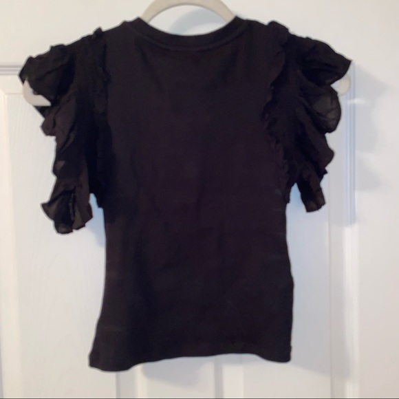 Zara Tops Zara Trf Flutter Ruffle Sleeve Top Poshmark